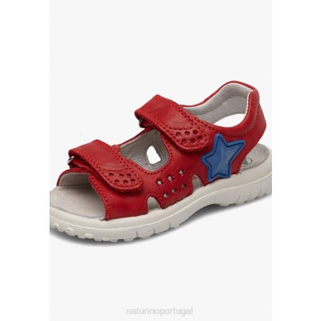 crianças Naturino vermelho doca sandália de couro com velcro HTF8543