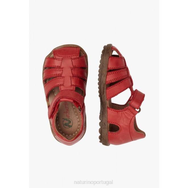crianças Naturino vermelho ver sandálias de couro semi-fechadas HTF8356