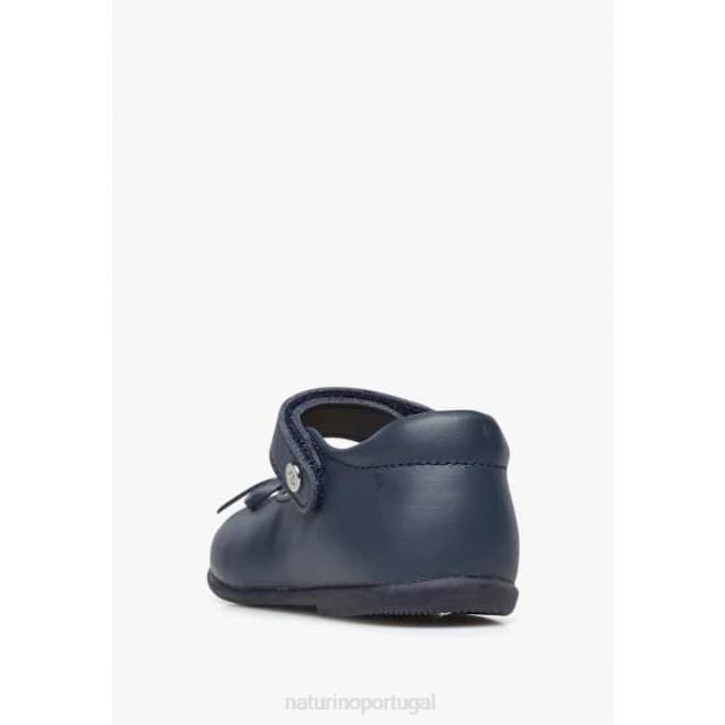 crianças Naturino azul balé bailarinas de couro com laço HTF8313