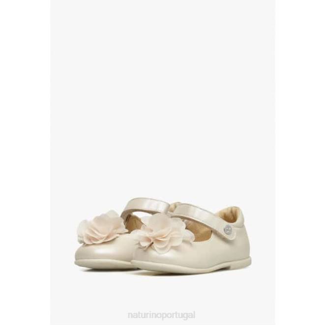 crianças Naturino bege por um centavo bailarinas de couro HTF8529