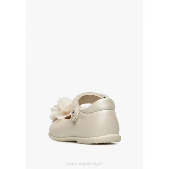 crianças Naturino bege por um centavo bailarinas de couro HTF8529