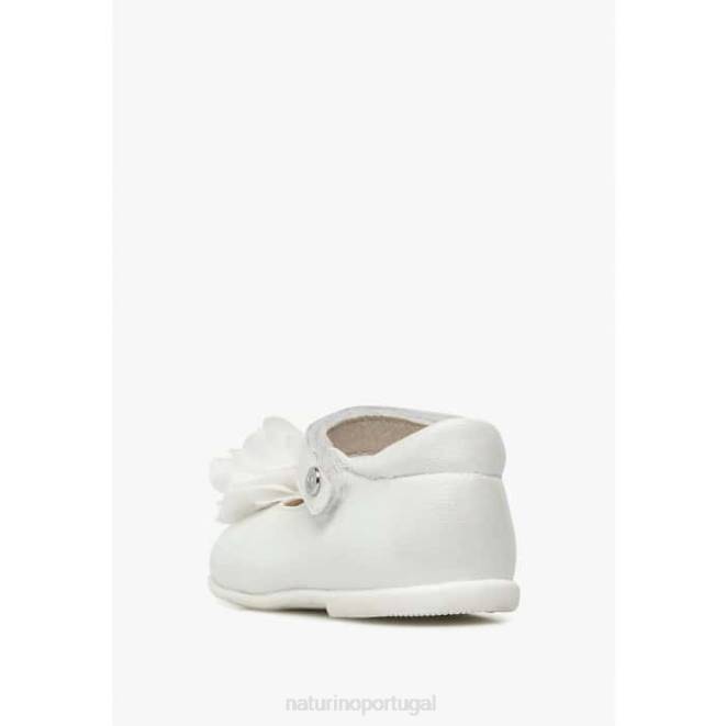 crianças Naturino branco por um centavo bailarinas de couro HTF8536