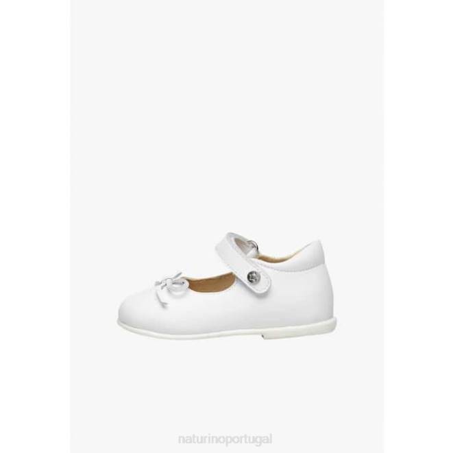 crianças Naturino prata balé bailarinas de couro com laço HTF8311