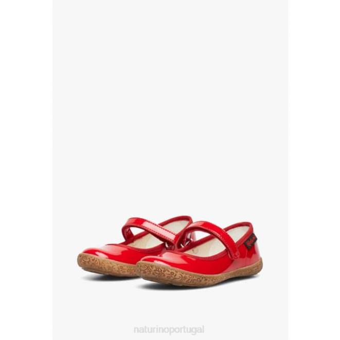crianças Naturino vermelho pavia sapatilhas de balé com tiras de couro envernizado HTF8538