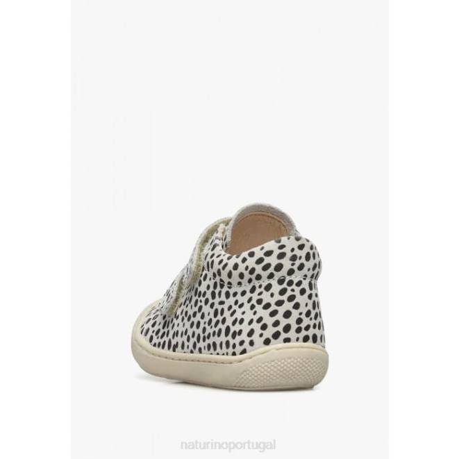 crianças Naturino Branco preto casulo vl sapato de primeiros passos em camurça com estampa de pônei HTF893