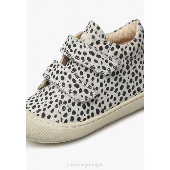 crianças Naturino Branco preto casulo vl sapato de primeiros passos em camurça com estampa de pônei HTF893