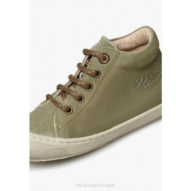 crianças Naturino Exército verde casulo sapatos de primeiros passos de camurça HTF856