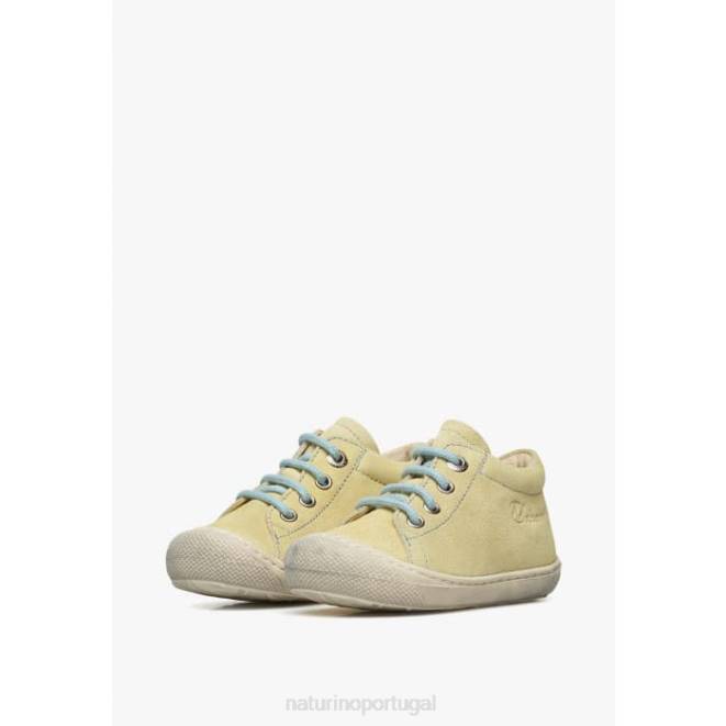 crianças Naturino amarelo-azul claro casulo sapatos de primeiros passos de camurça HTF8177