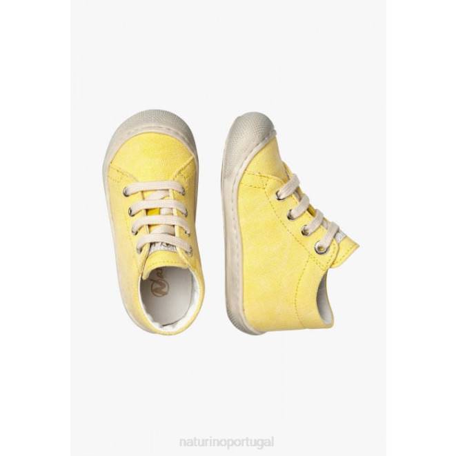 crianças Naturino amarelo casulo sapatos de primeiros passos de lona HTF8211