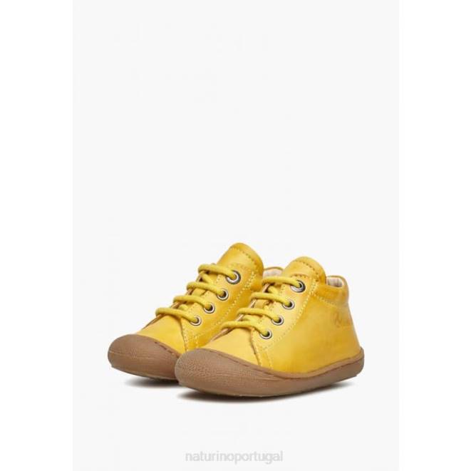 crianças Naturino amarelo casulo sapatos infantis de couro napa HTF8220