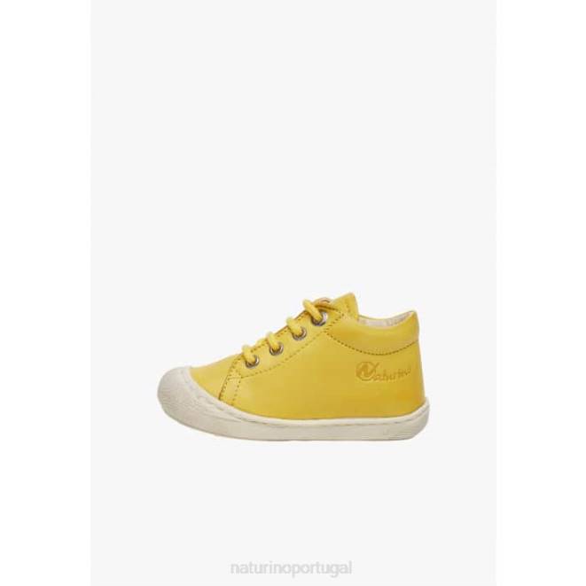 crianças Naturino amarelo casulo sapatos primeiros passos em couro napa HTF8130