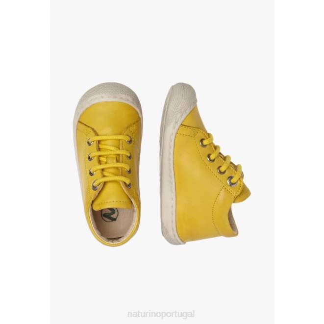 crianças Naturino amarelo casulo sapatos primeiros passos em couro napa HTF8130