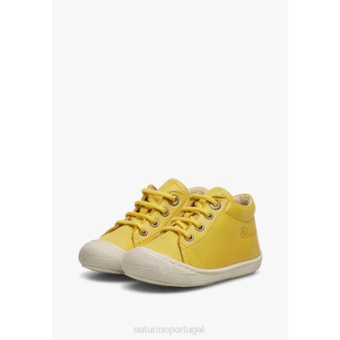 crianças Naturino amarelo casulo sapatos primeiros passos em couro napa HTF8130