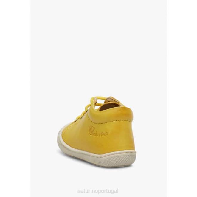 crianças Naturino amarelo casulo sapatos primeiros passos em couro napa HTF8130