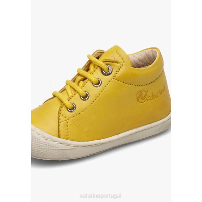 crianças Naturino amarelo casulo sapatos primeiros passos em couro napa HTF8130