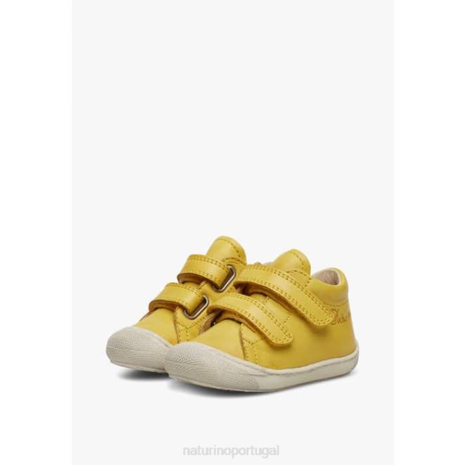 crianças Naturino amarelo casulo vl sapatos primeiros passos em couro napa HTF8221