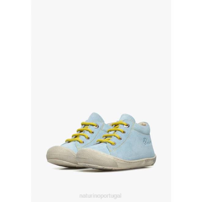 crianças Naturino azul-amarelo claro casulo sapatos de primeiros passos de camurça HTF8182