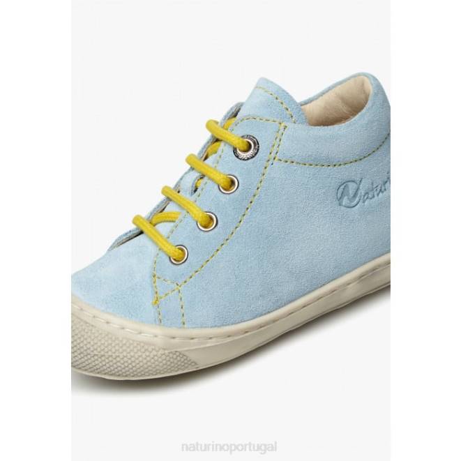 crianças Naturino azul-amarelo claro casulo sapatos de primeiros passos de camurça HTF8182