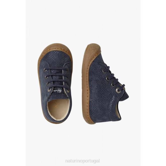 crianças Naturino azul casulo sapatos de primeira etapa de camurça laminada HTF8210