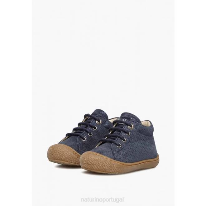 crianças Naturino azul casulo sapatos de primeira etapa de camurça laminada HTF8210