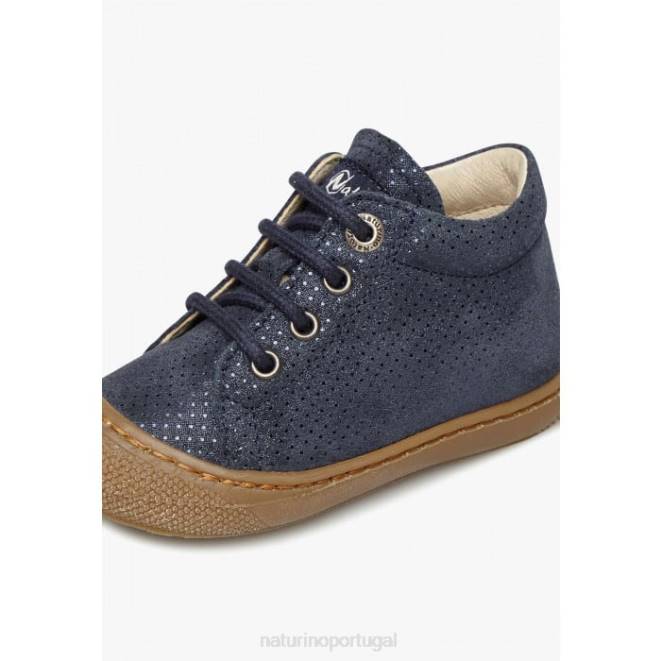crianças Naturino azul casulo sapatos de primeira etapa de camurça laminada HTF8210