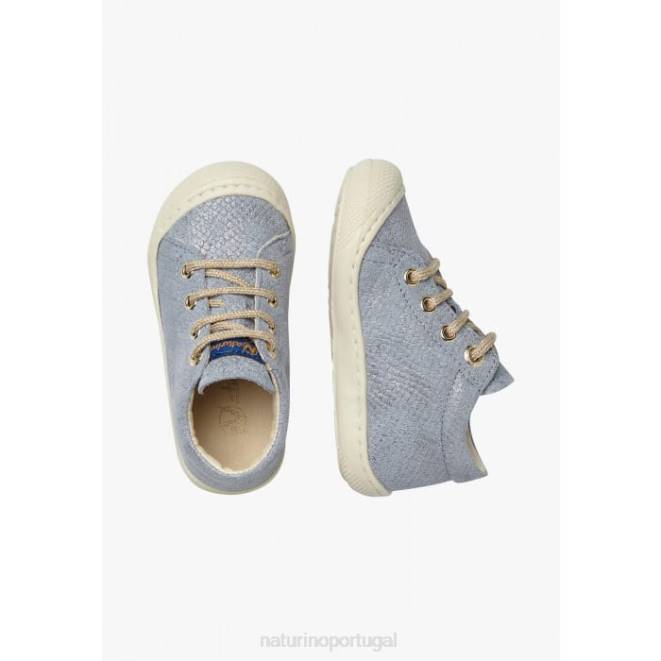 crianças Naturino azul claro casulo sapatos de primeiros passos de camurça HTF8163