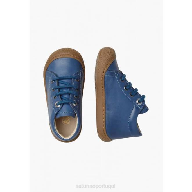 crianças Naturino azul claro casulo sapatos infantis de couro napa HTF8125
