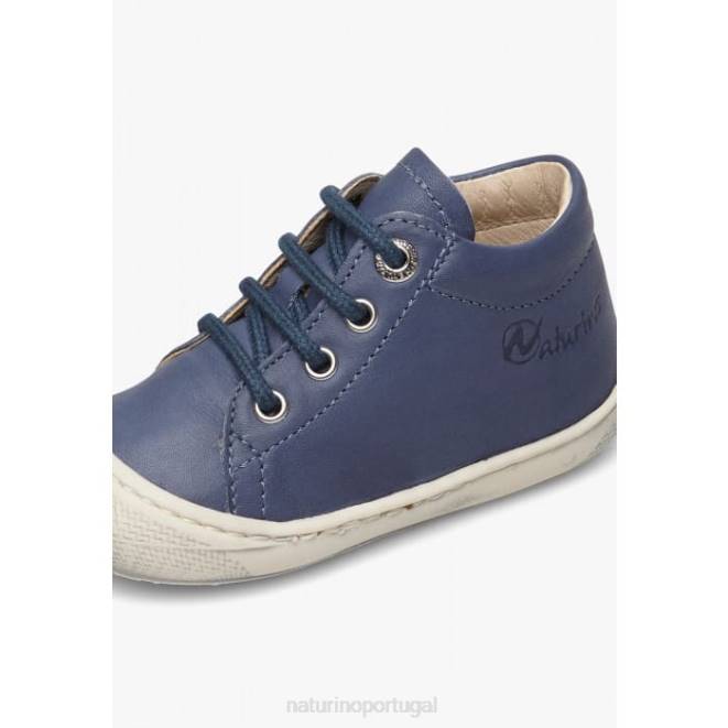 crianças Naturino azul claro casulo sapatos primeiros passos em couro napa HTF8123
