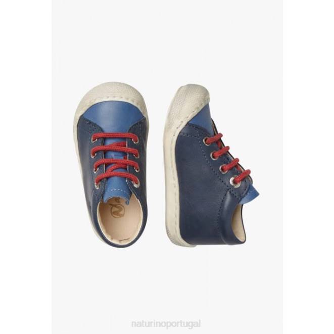 crianças Naturino azul marinho claro casulo sapatos primeiros passos em couro napa HTF8178