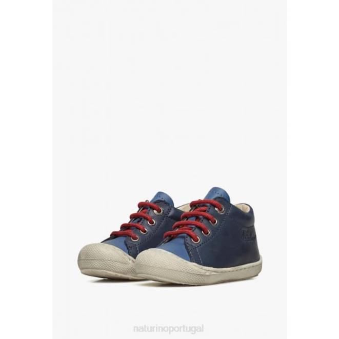 crianças Naturino azul marinho claro casulo sapatos primeiros passos em couro napa HTF8178