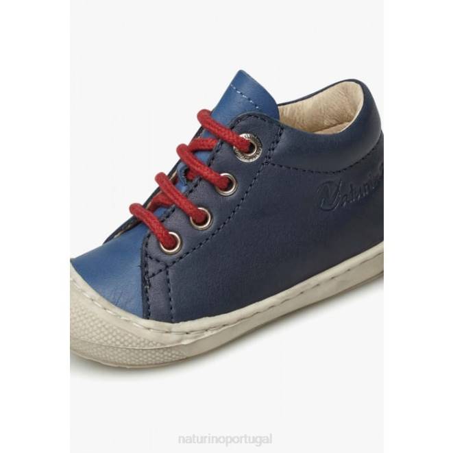 crianças Naturino azul marinho claro casulo sapatos primeiros passos em couro napa HTF8178