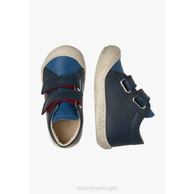 crianças Naturino azul marinho claro casulo vl sapatos primeiros passos em couro napa HTF861