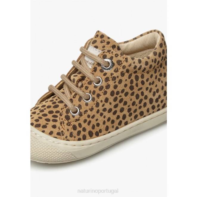 crianças Naturino bege-preto casulo sapato de primeiros passos em camurça com estampa de pônei HTF891