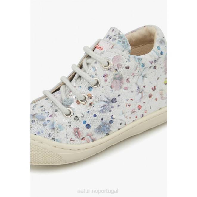 crianças Naturino branco casulo sapatos de primeiro passo de camurça impressos HTF855