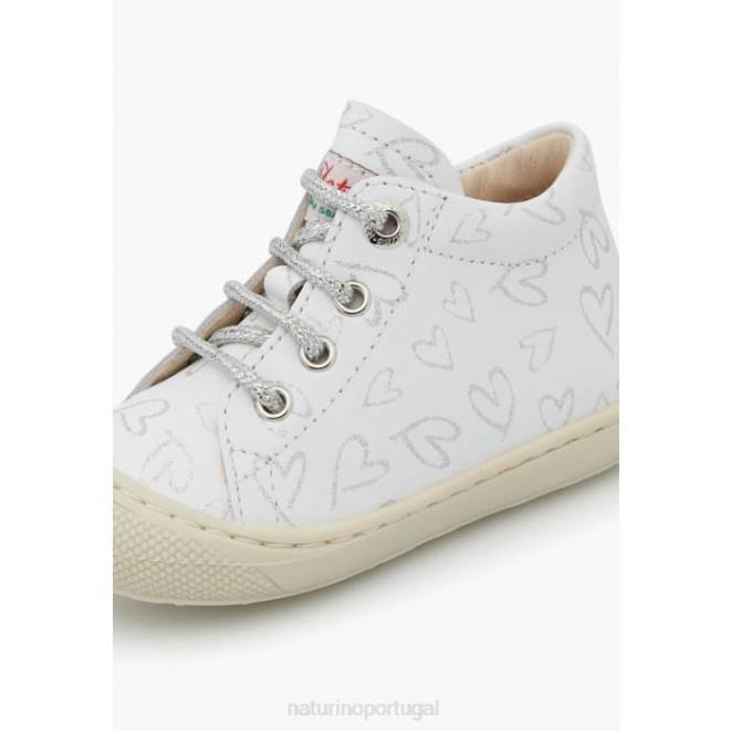 crianças Naturino branco casulo sapatos de primeiros passos de couro HTF870