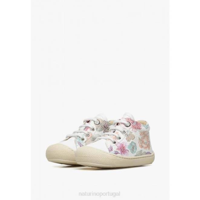crianças Naturino branco casulo sapatos de primeiros passos de couro HTF889