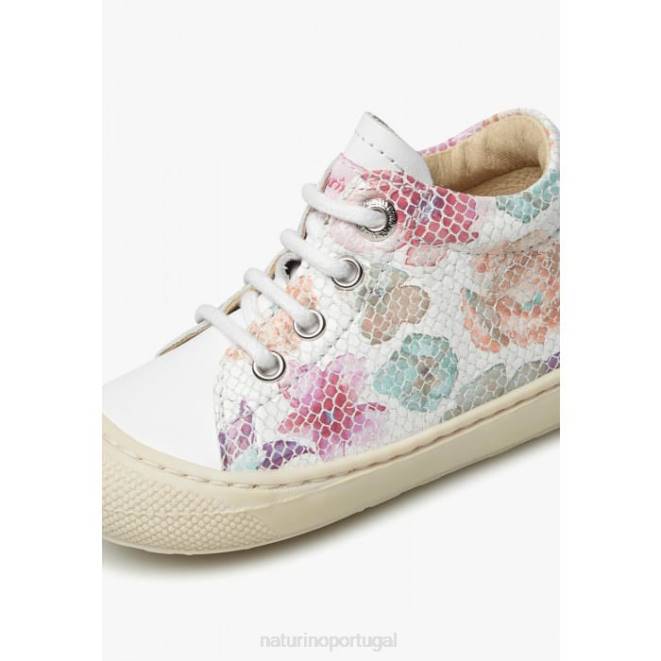 crianças Naturino branco casulo sapatos de primeiros passos de couro HTF889