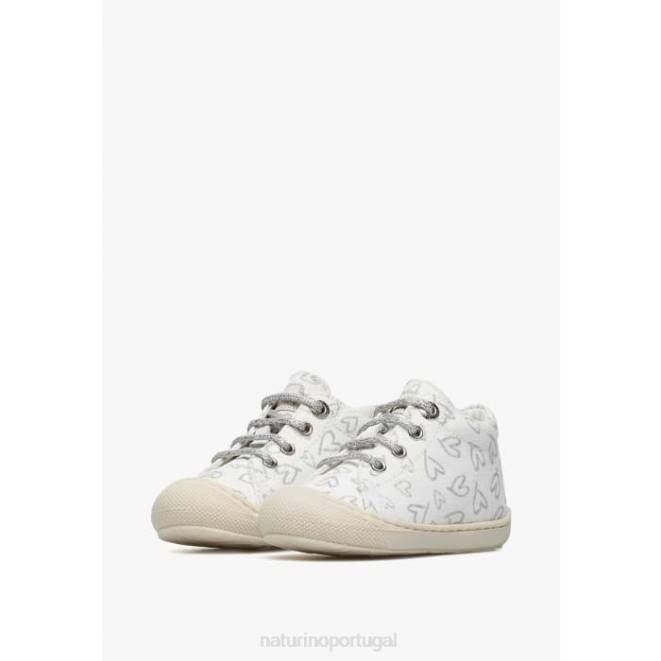 crianças Naturino branco casulo sapatos de primeiros passos de lona HTF8146