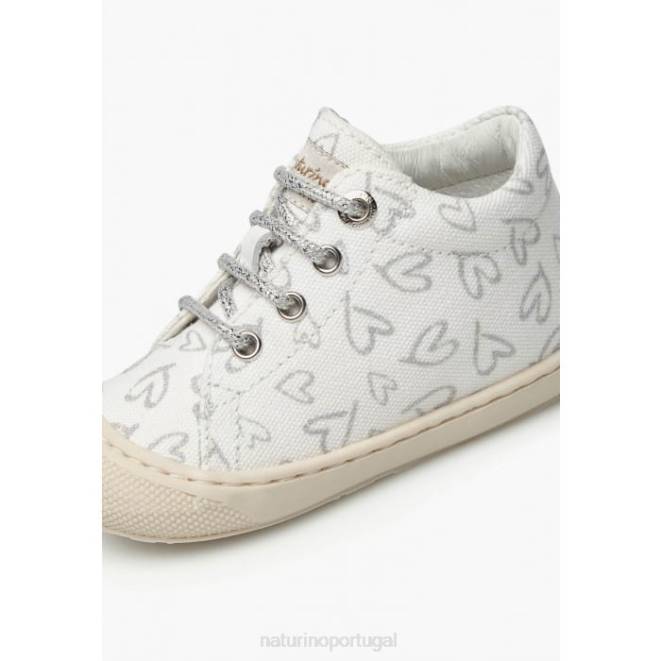 crianças Naturino branco casulo sapatos de primeiros passos de lona HTF8146