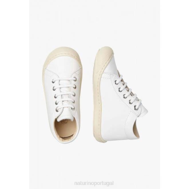 crianças Naturino branco casulo sapatos primeiros passos em couro napa HTF8132