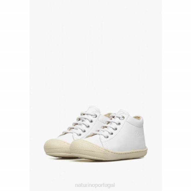 crianças Naturino branco casulo sapatos primeiros passos em couro napa HTF8132