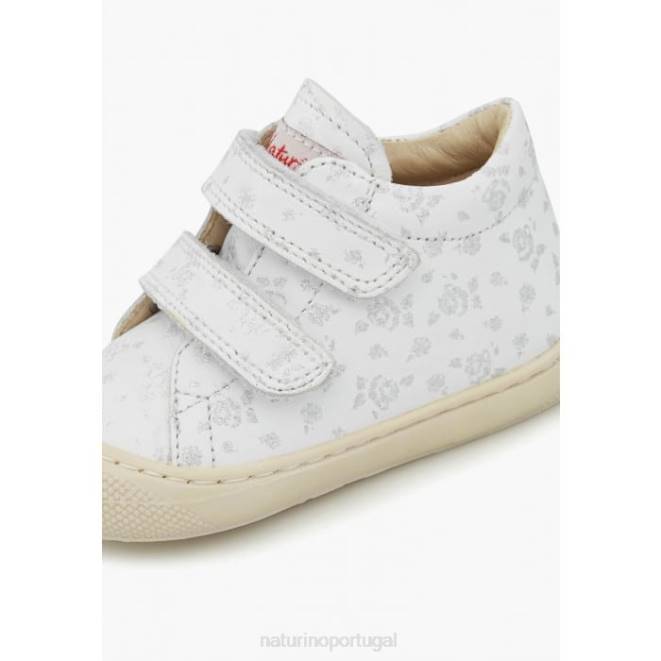 crianças Naturino branco casulo vl sapato first step em tecido com estampa de rosas HTF8164
