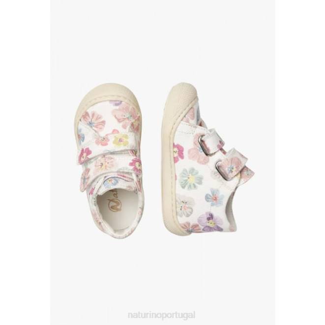 crianças Naturino branco casulo vl sapato primeiros passos em tecido com estampa floral HTF8166
