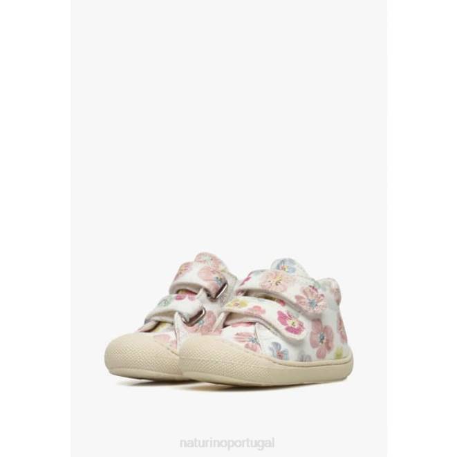 crianças Naturino branco casulo vl sapato primeiros passos em tecido com estampa floral HTF8166