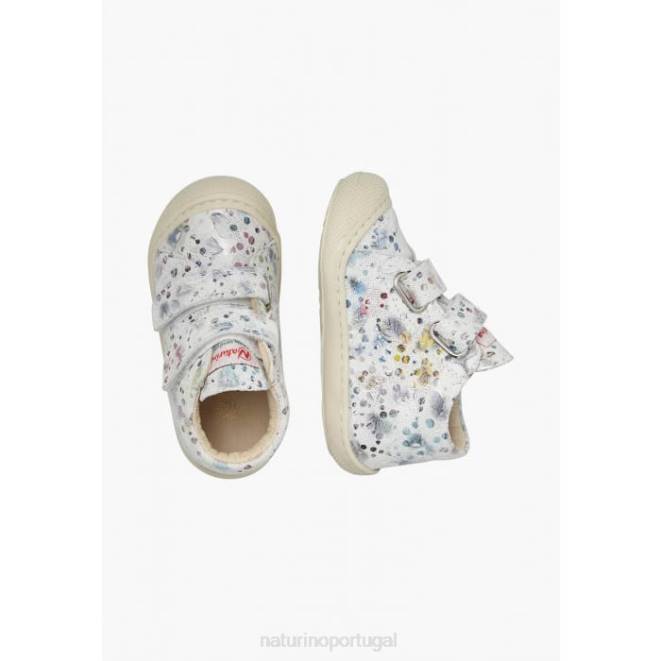 crianças Naturino branco casulo vl sapatos de primeiros passos de camurça HTF8181