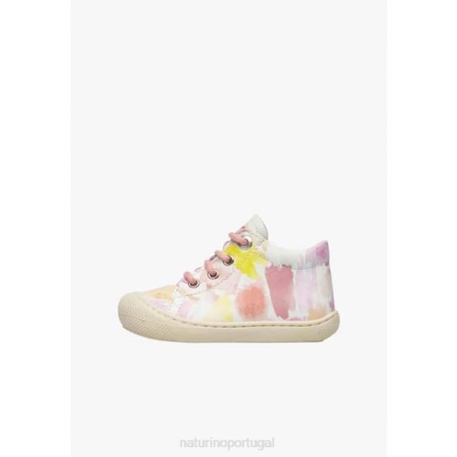 crianças Naturino branco-rosa casulo sapatos de primeiros passos de couro HTF8173