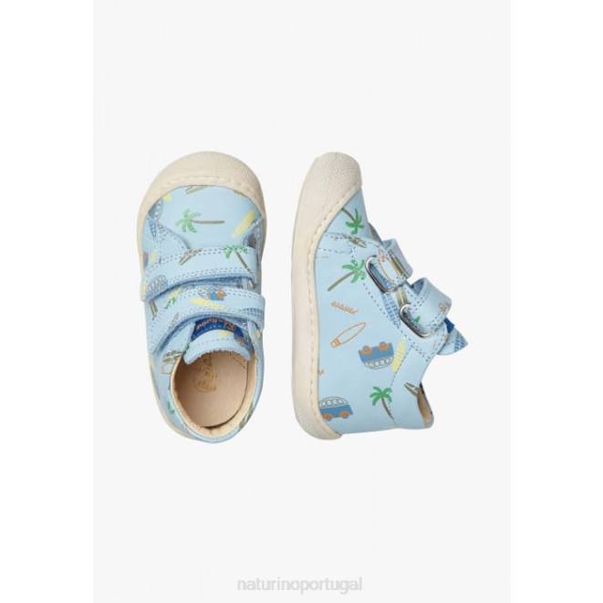 crianças Naturino céu azul casulo vl sapatos de primeiros passos de couro HTF8159