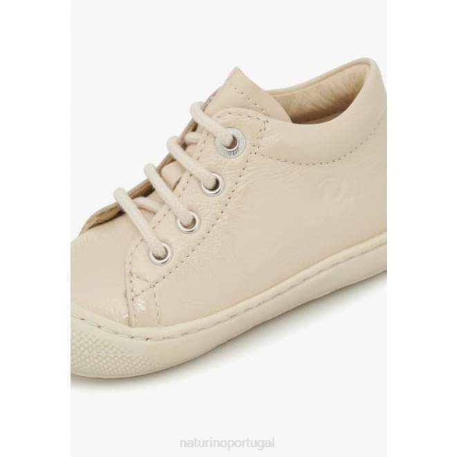 crianças Naturino creme casulo sapatos de primeiro passo de couro envernizado HTF8150