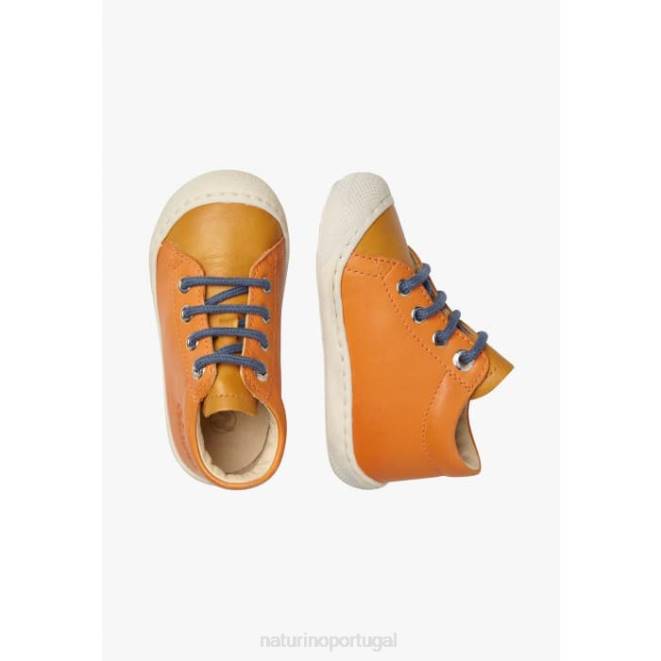 crianças Naturino laranja casulo sapatos primeiros passos em couro napa HTF8144