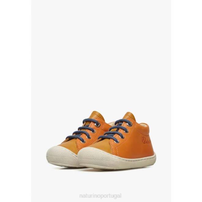 crianças Naturino laranja casulo sapatos primeiros passos em couro napa HTF8144